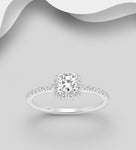 925 Sterling Silver Halo CZ Ring