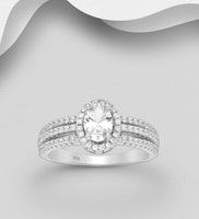 Silver Oval Halo Ring