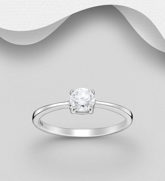 Simulated Diamond Solitaire Ring