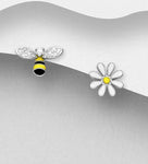 Bee and Flower Push Back Earrings