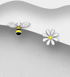 Bee and Flower Push Back Earrings