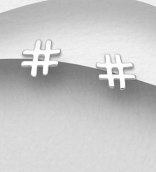Sterling Silver Hashtag Earrings