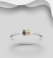 Sterling Silver, Gold and Rhodium Ring