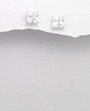 Sterling Silver Square Cut CZ Solitaire Earrings