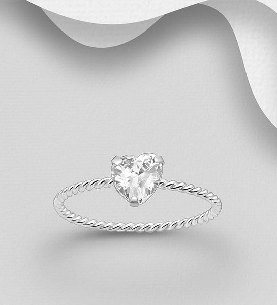 Sterling Silver ring with a cz heart