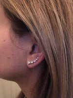 Sterling Silver Ear Pins Decorated with Simulated Diamonds