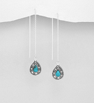 Turquoise Sterling Silver Teardrop Threader